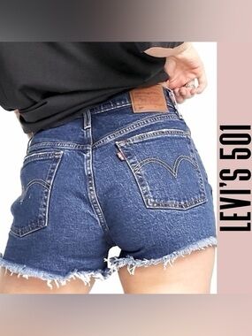 Levi's 501 Women's Denim Shorts Sz 28 Classic Cut Off Style Button Fly Cotton